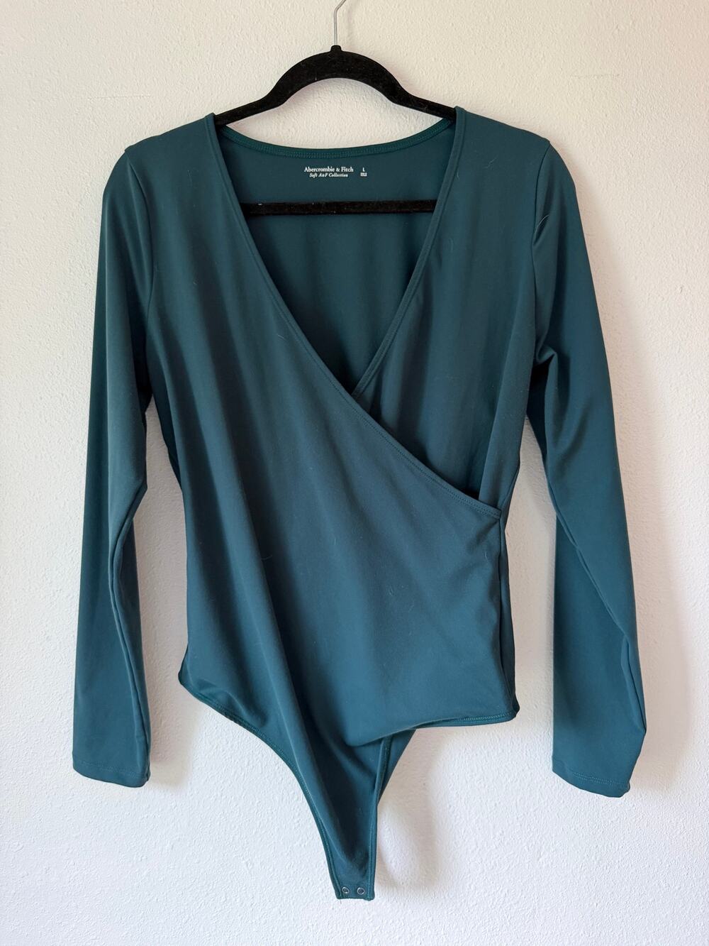 Abercrombie & Fitch Emerald Soft Collection Long Sleeve Wrap Bodysuit Size Large
